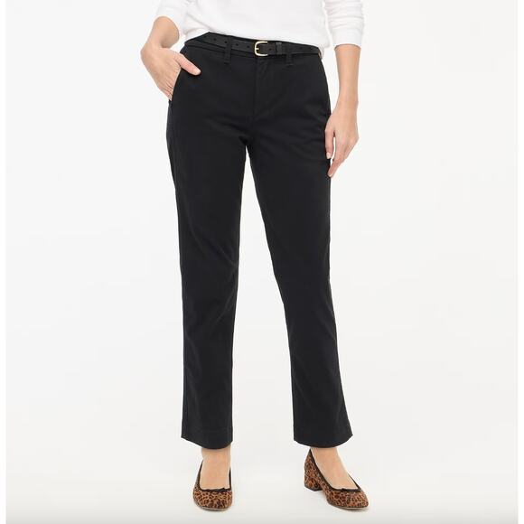 J.Crew High Rise Girlfriend Chino Pant Classic Preppy Relaxed Black US 2 NWT - Picture 1 of 13